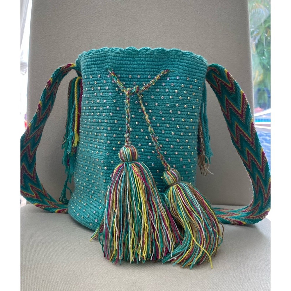 Wayuu Mochilas Handmade Colombian Mochila Handbags with Rhinestones New